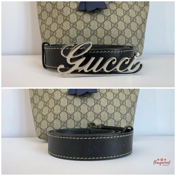Authentic GUCCI Black Leather Silver Italics Script Logo Buckle Belt 90/36 - Picture 2 of 13